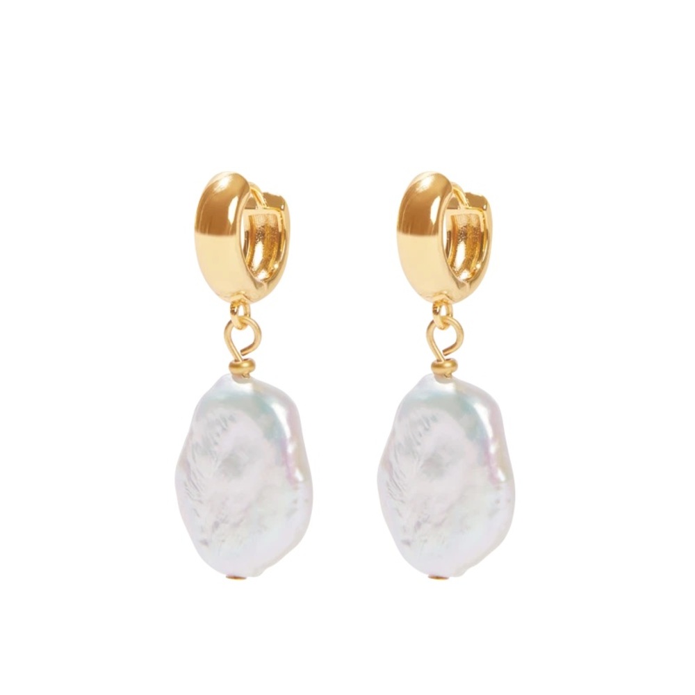 OUR SPARE CHANGE Isla Pearl Earrings - 18k Gold Plated + Freshwater Pearls NWT